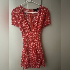 Lulu's Garden Explorer Red Floral Mini Dress